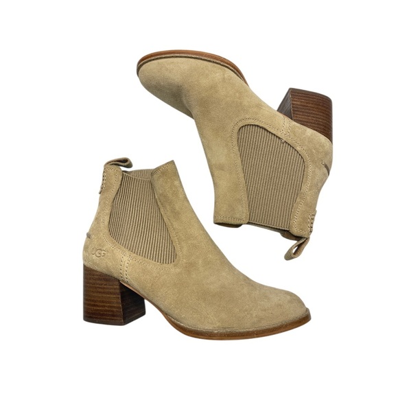 UGG Women's Tan Suede Ankle Boots - Picture 1 of 8